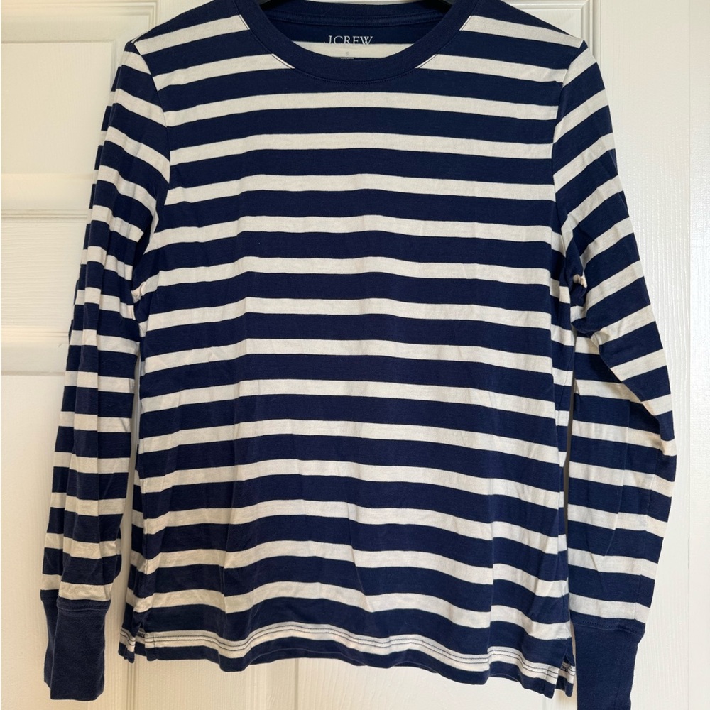 J.Crew Blue and Cream Long Sleeve Tee